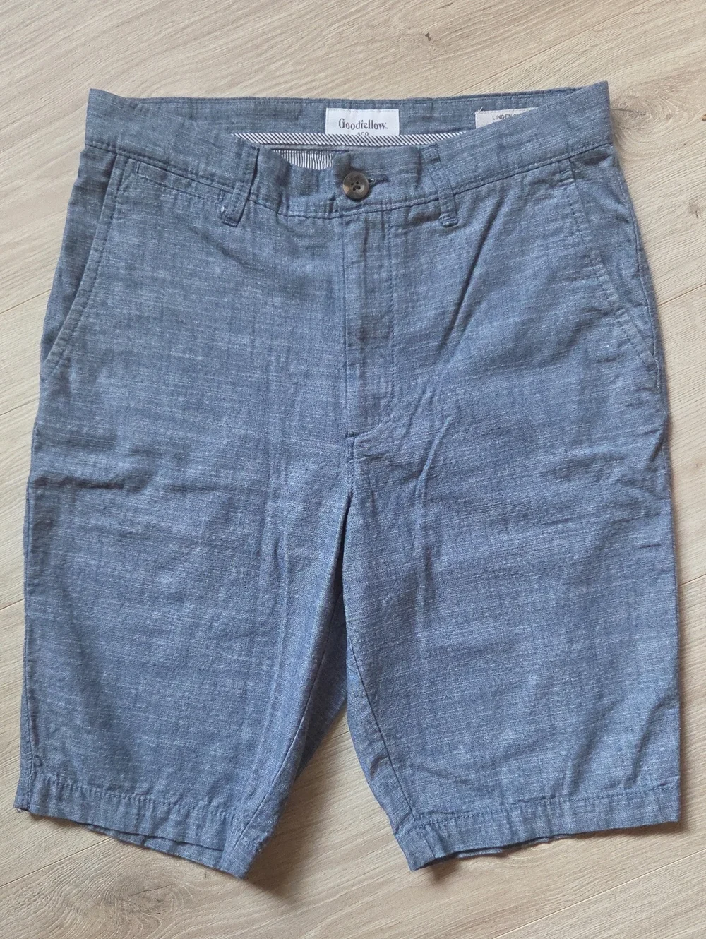 Goodfellow & Co Men's Chambray Flat-Front Shorts in Light Blue